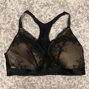 Soma Curves Racerback Bralette | Black Lace & Nude | | Size Large